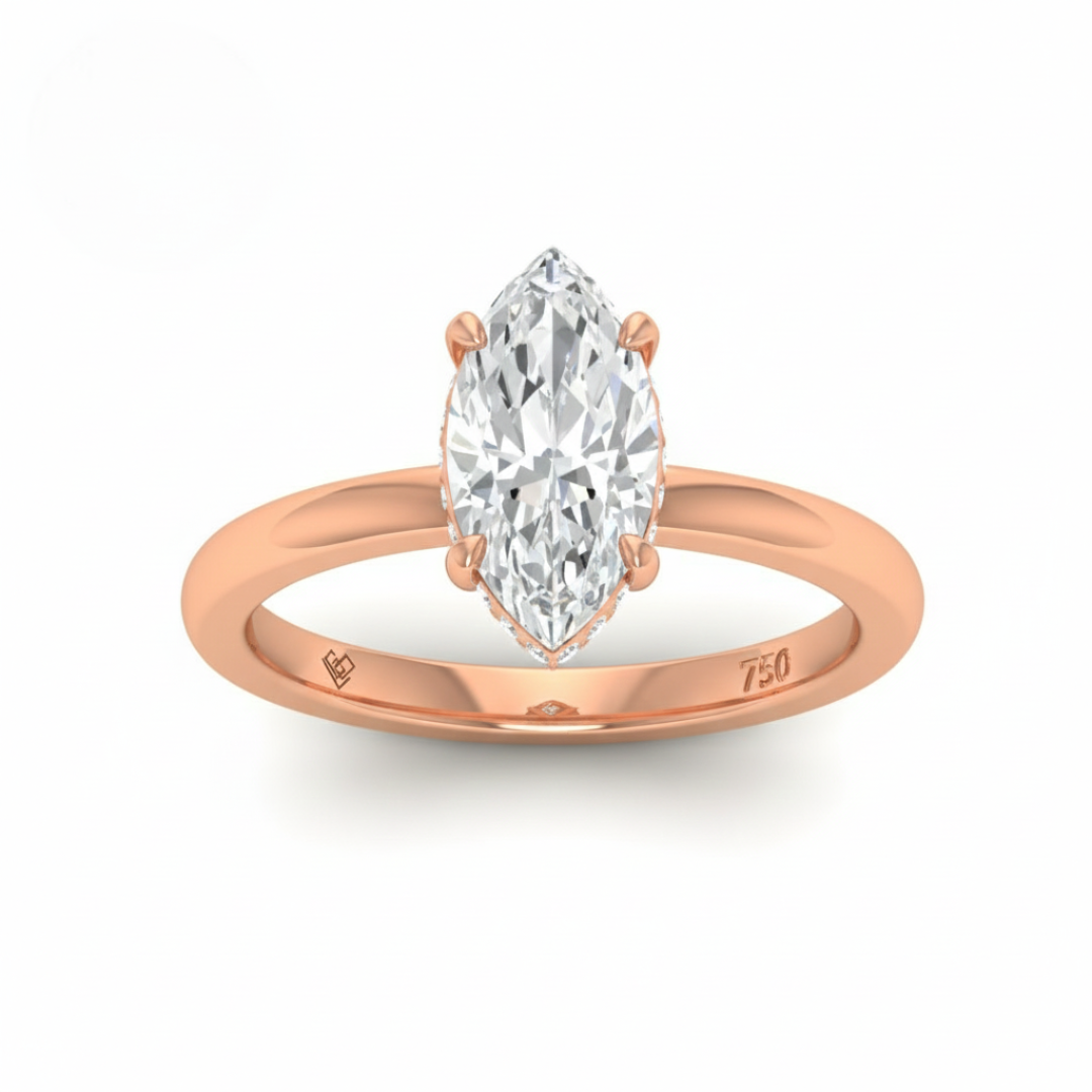 Léa Marquise Cut Diamond With Hidden Halo Engagement Ring