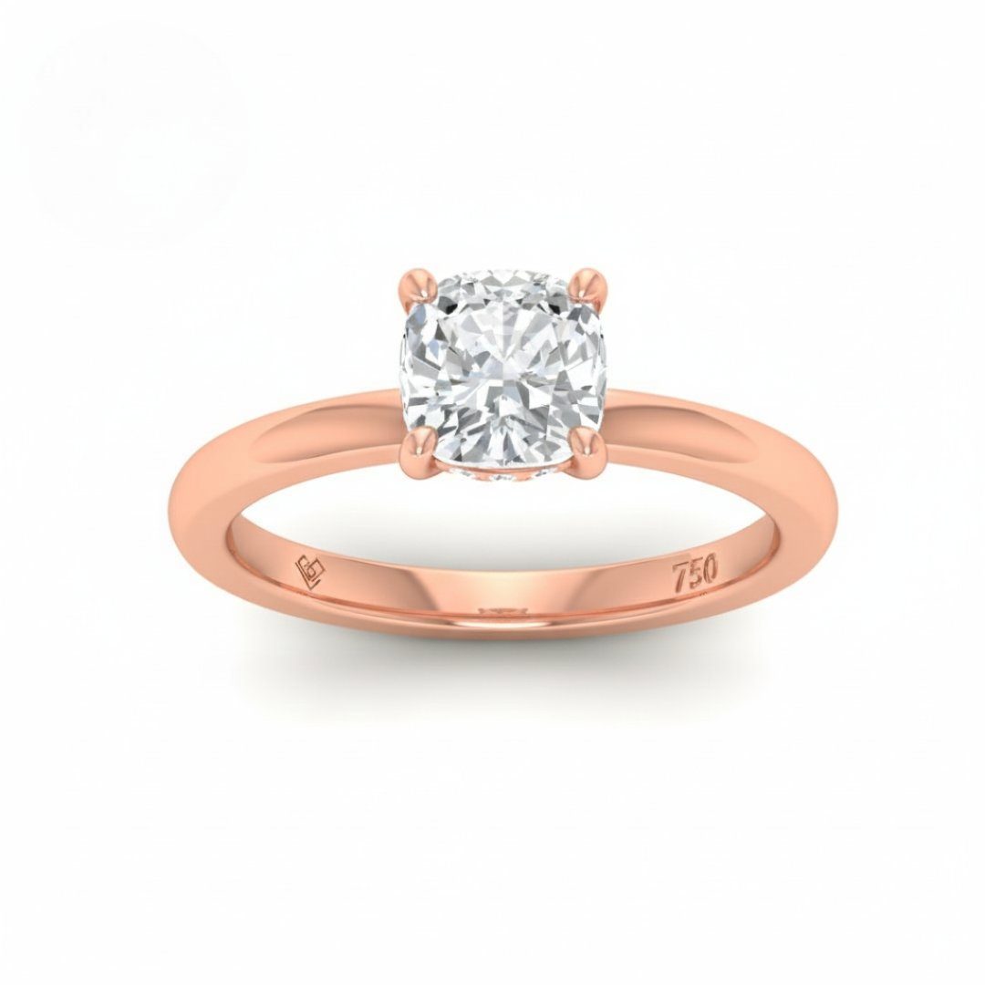 Léa Cushion Cut Diamond With Hidden Halo Engagement Ring