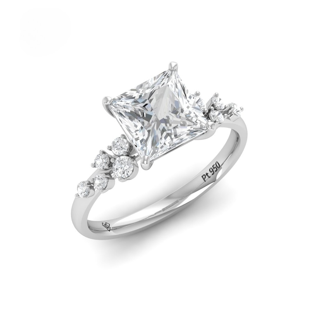 Layla Princess Cut Diamond Engagement Ring With Accent Band