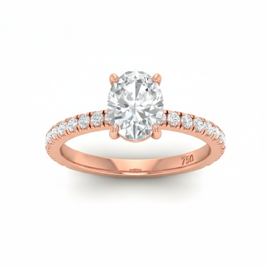 Abigail Oval With Diamond Band Engagement Ring