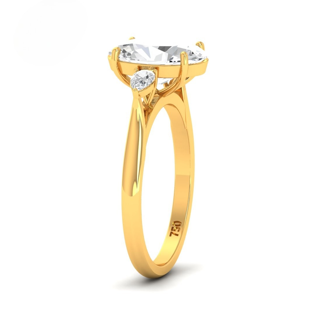 Sofia Oval Cut Diamond Engagement Ring With A Pear Cut Side Diamonds