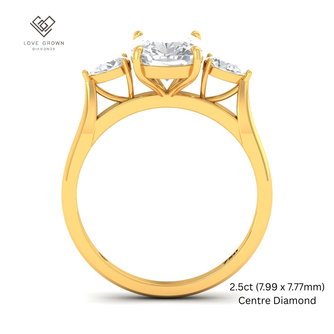 Sofia Cushion Cut Diamond Engagement Ring With A Pear Cut Side Diamonds