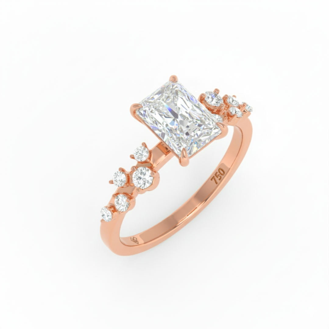 Layla Radiant Cut Diamond Engagement Ring With Accent Band
