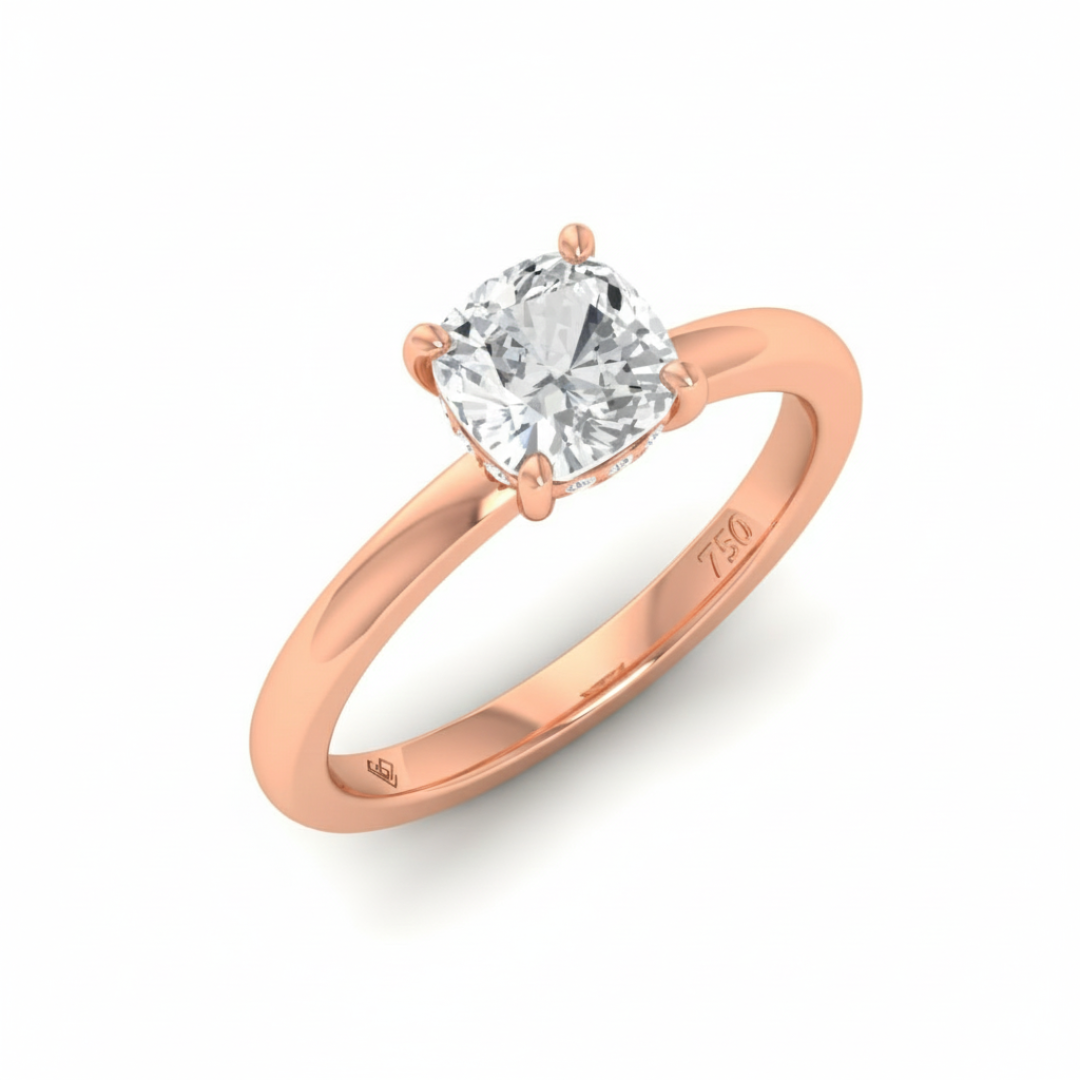 Léa Cushion Cut Diamond With Hidden Halo Engagement Ring