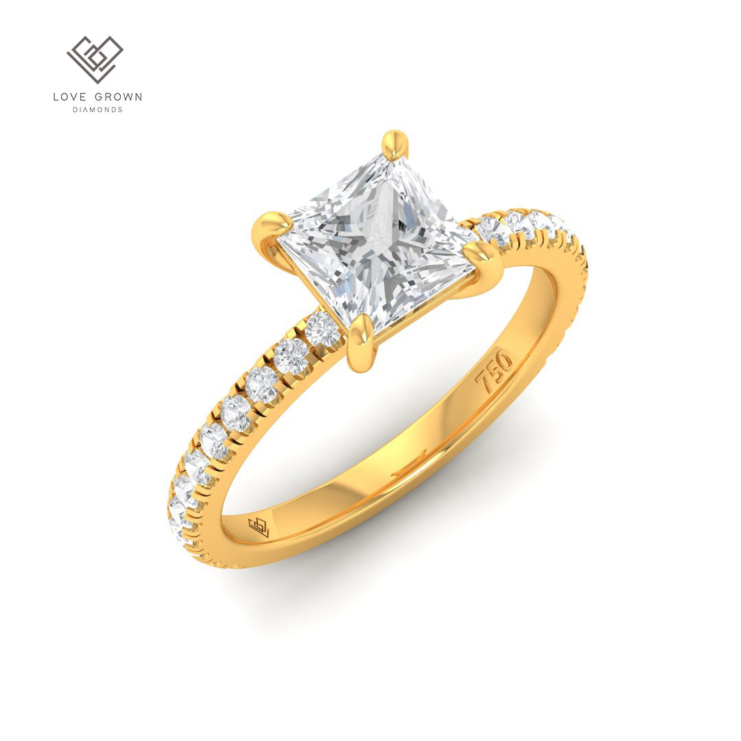 Abigail Princess With Diamond Band Engagement Ring