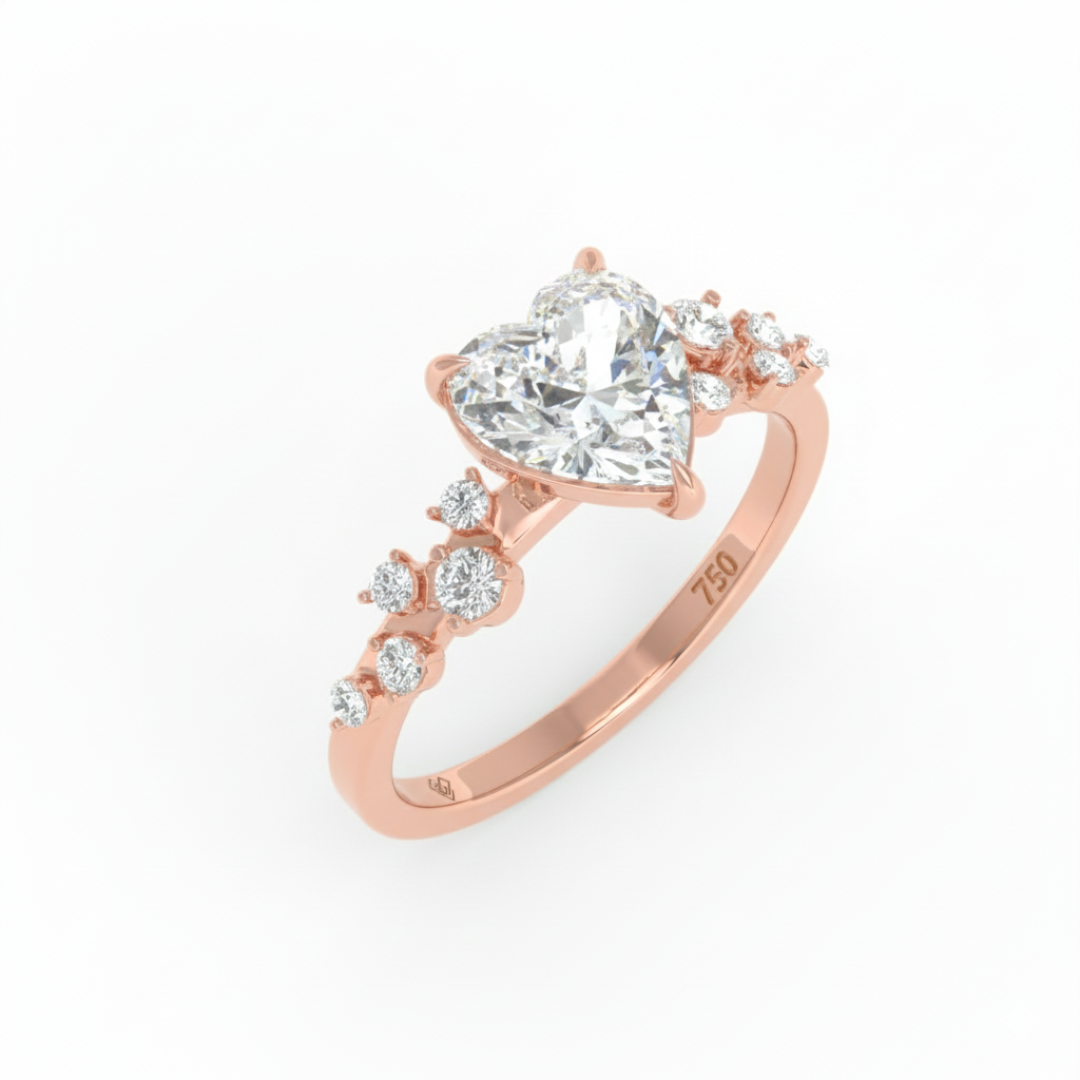 Layla Heart Cut Diamond Engagement Ring with Diamond Accent Band