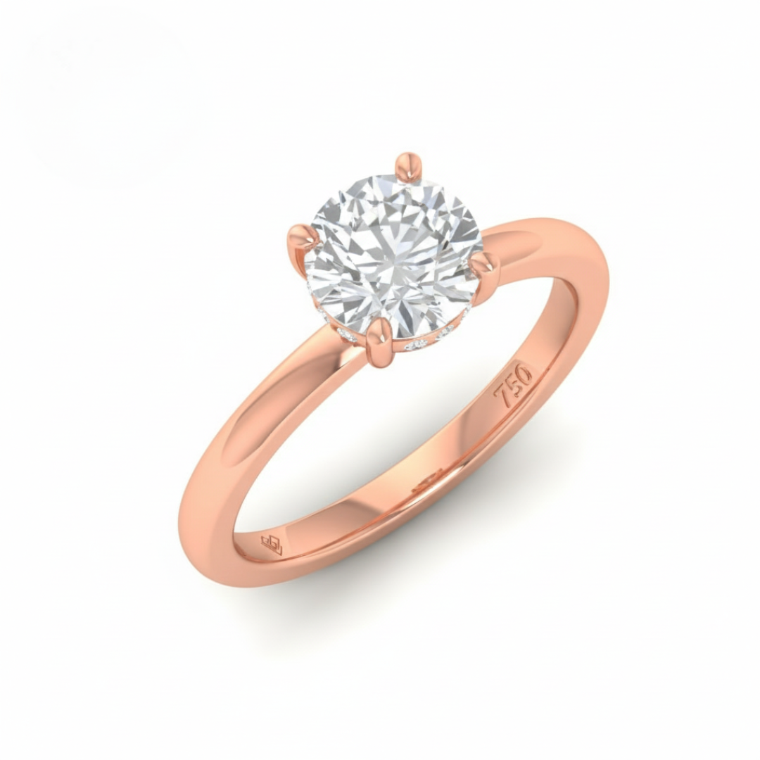 Léa Round Cut Diamond With Hidden Halo Engagement Ring