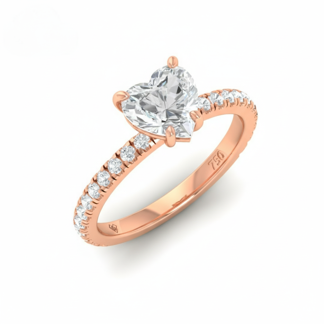 Abigail Heart With Diamond Band Engagement Ring