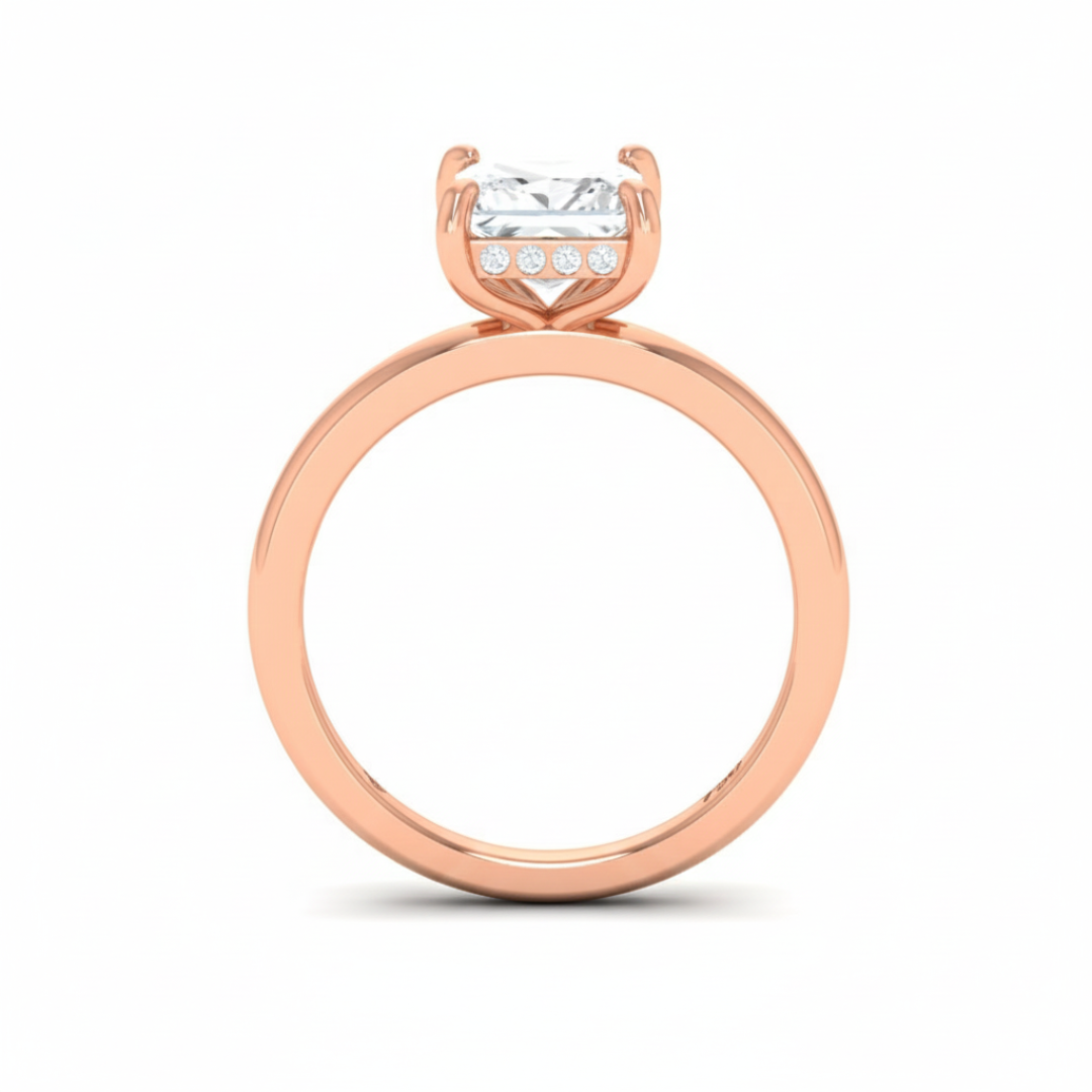 Léa Princess Cut Diamond With Hidden Halo Engagement Ring