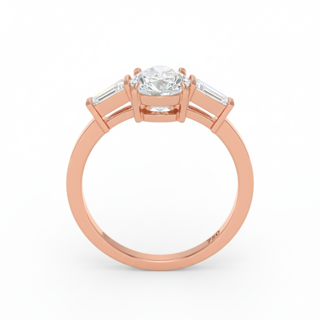 Mary Pear Cut Diamond Engagement Ring With Tapering Baguettes Cut Side Diamonds