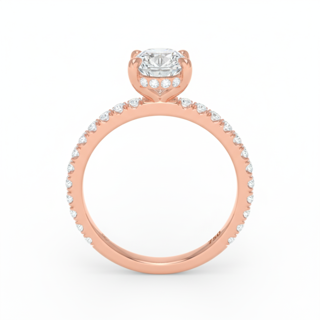 Chloé Pear Cut Diamond Engagement Ring with Diamond Hidden Halo and Diamond Band