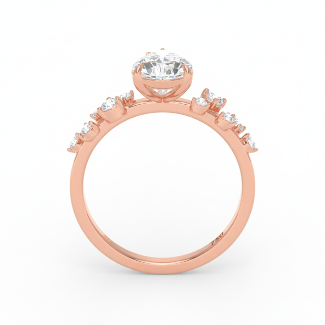 Layla Pear Cut Diamond Engagement Ring With Diamond Accent Band
