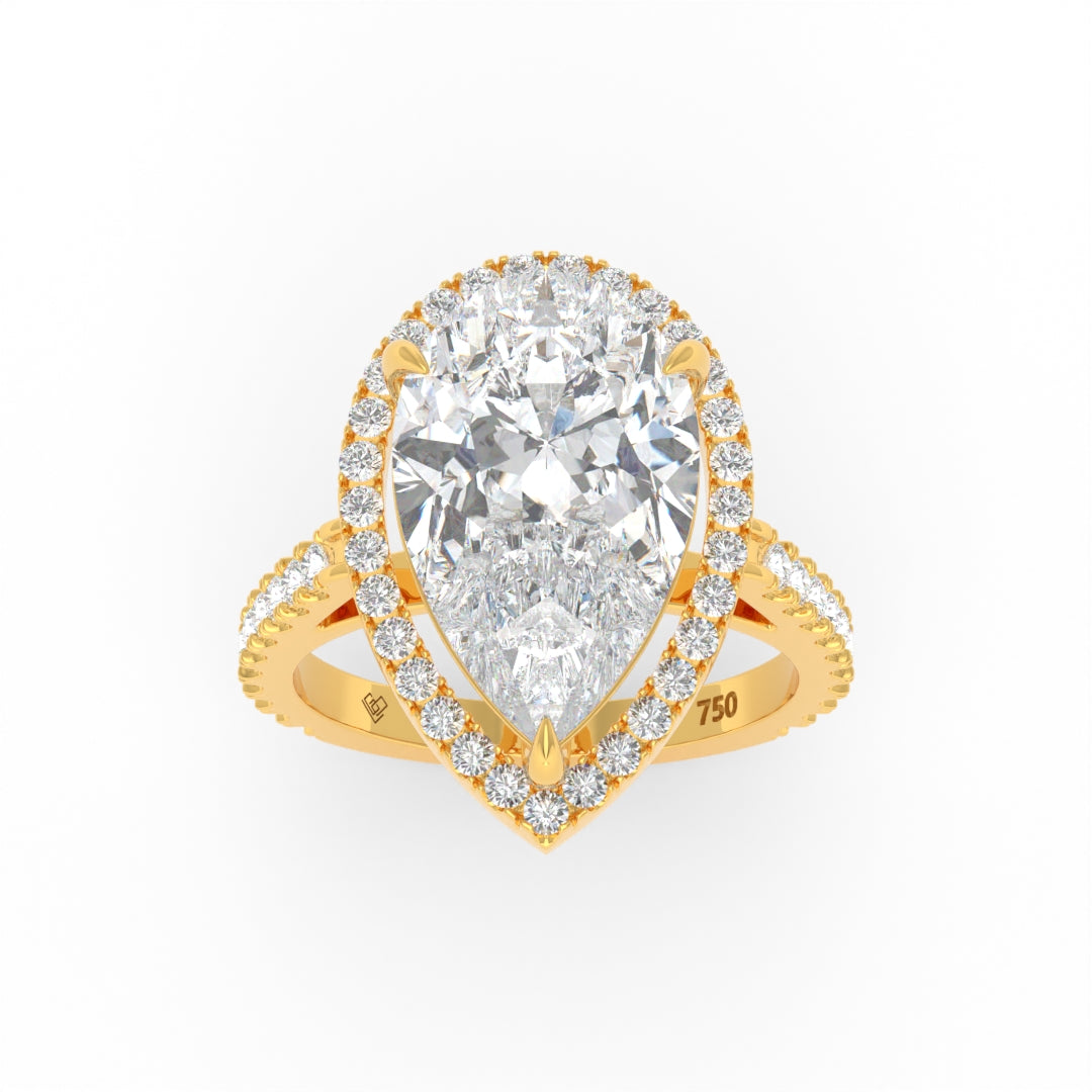 Bella Pear Cut Diamond Engagement Ring with Diamond Halo & Diamond Band