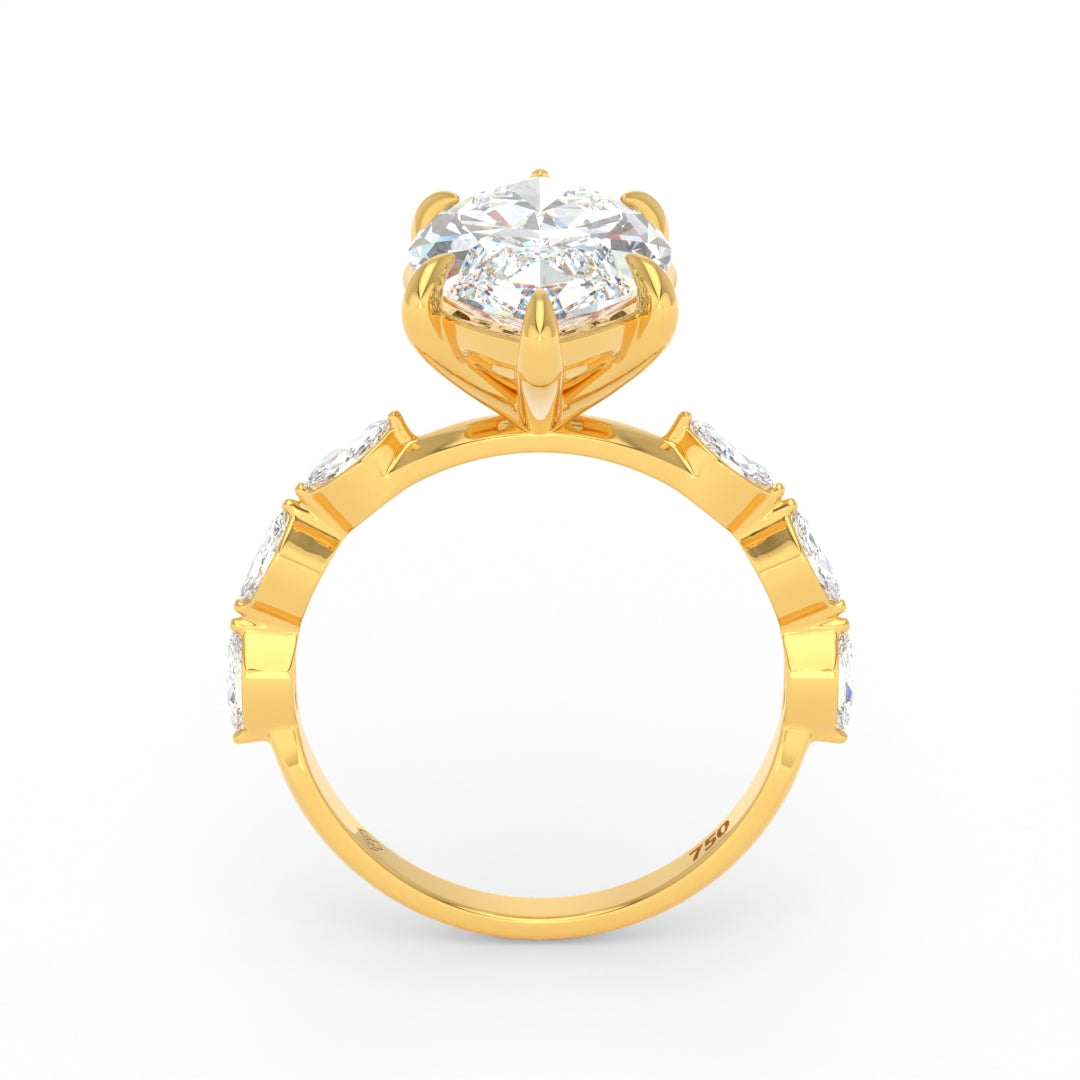 Kasandra Marquise Cut Diamond Engagement Ring With A Marquise Cut Diamond Band