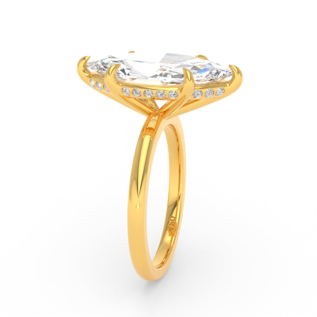 Léa Marquise Cut Diamond With Hidden Halo Engagement Ring