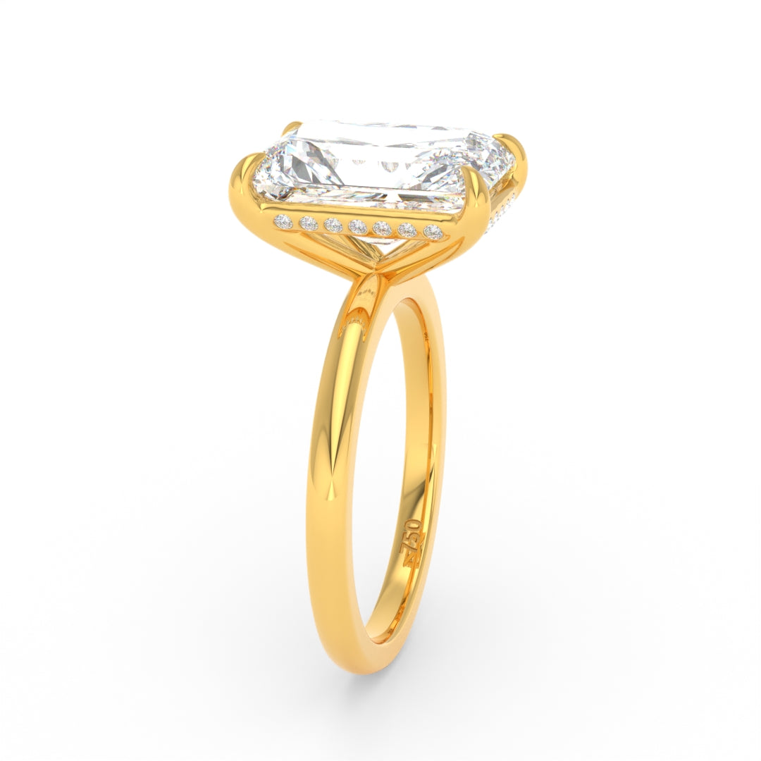 Léa Radiant Cut Diamond With Hidden Halo Engagement Ring