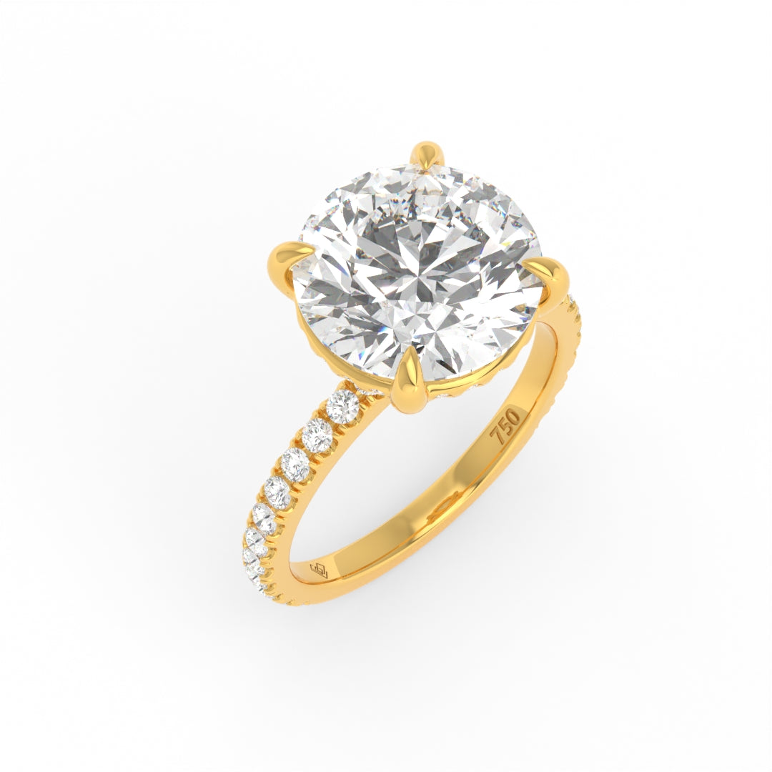 Chloé Round Cut Diamond Engagement Ring with Diamond Hidden Halo and Diamond Band