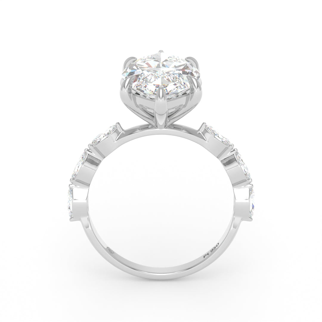 Kasandra Marquise Cut Diamond Engagement Ring With A Marquise Cut Diamond Band