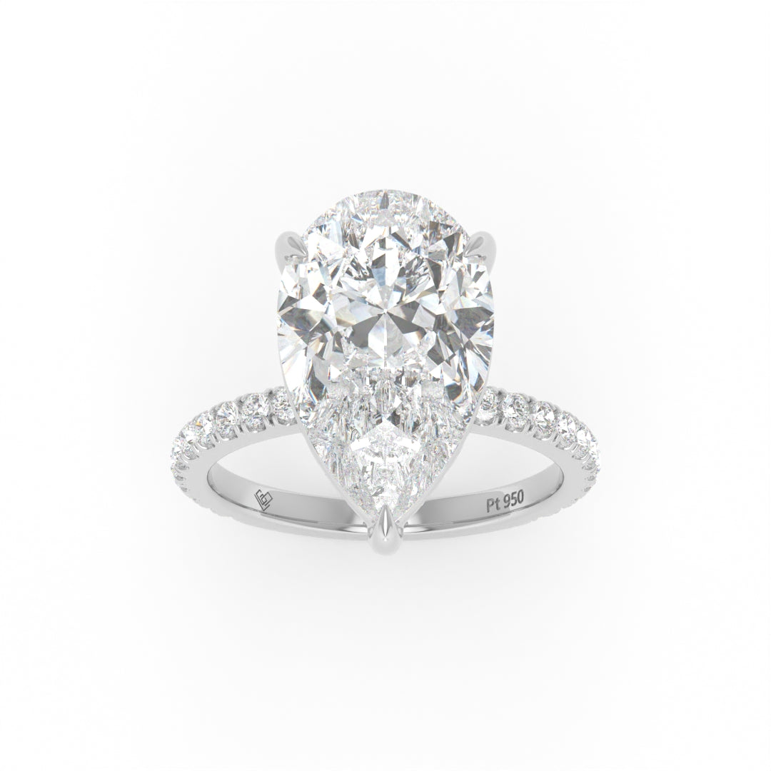 Chloé Pear Cut Diamond Engagement Ring with Diamond Hidden Halo and Diamond Band