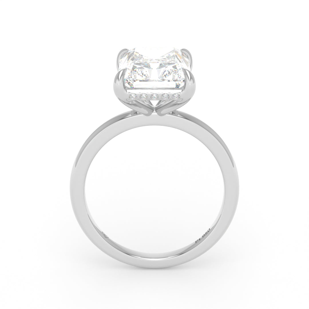 Léa Radiant Cut Diamond With Hidden Halo Engagement Ring