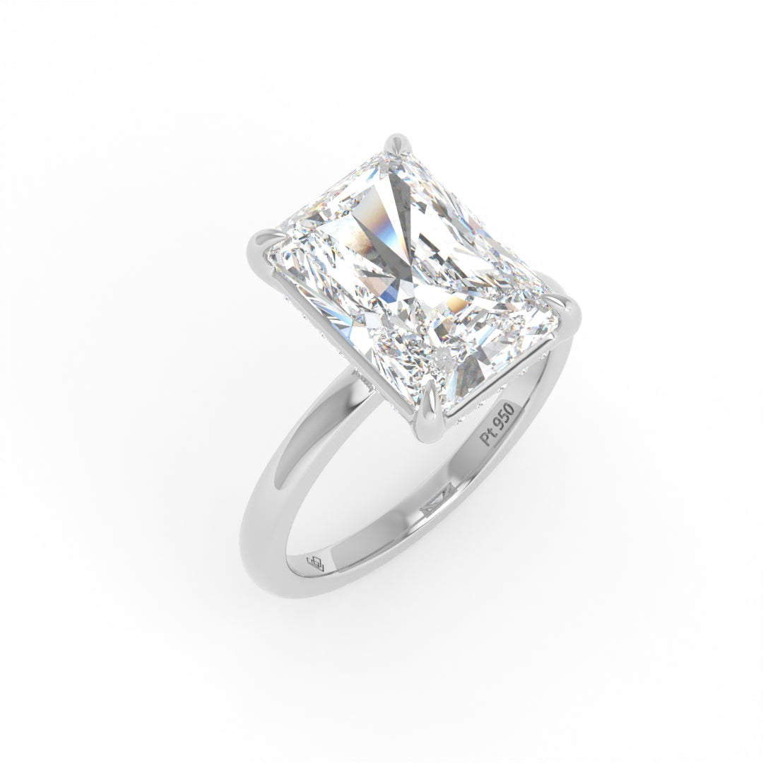 Léa Radiant Cut Diamond With Hidden Halo Engagement Ring