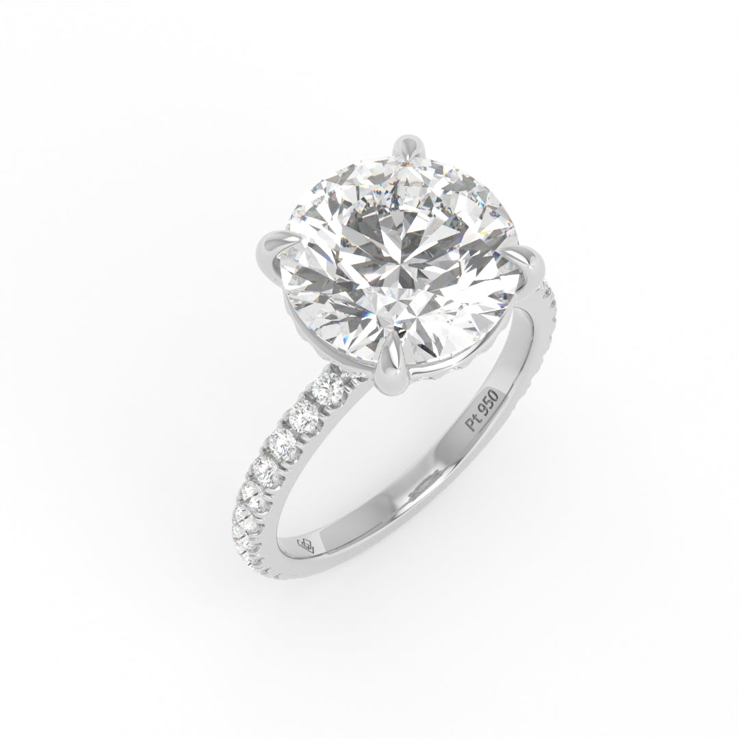 Chloé Round Cut Diamond Engagement Ring with Diamond Hidden Halo and Diamond Band