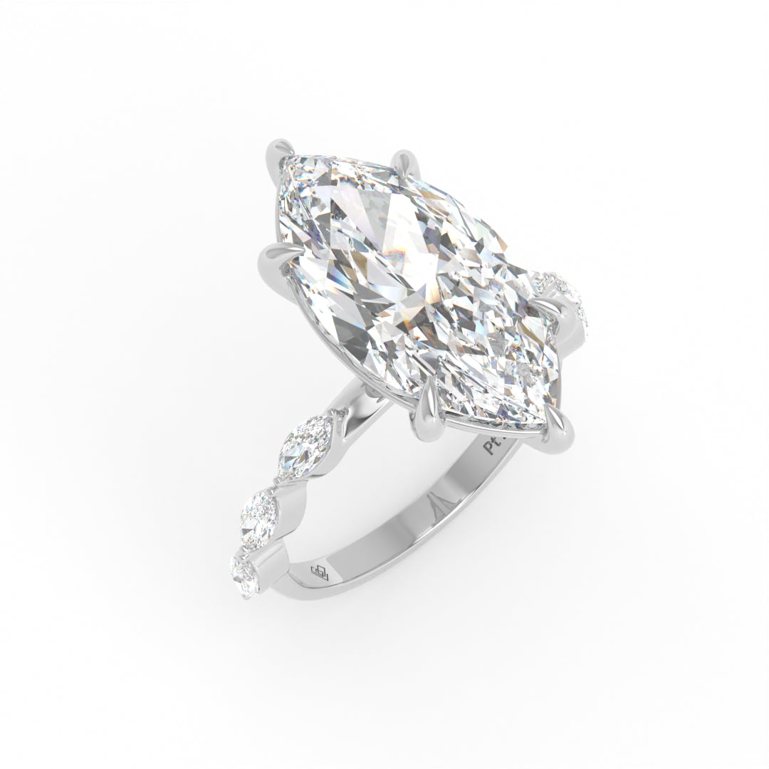 Kasandra Marquise Cut Diamond Engagement Ring With A Marquise Cut Diamond Band