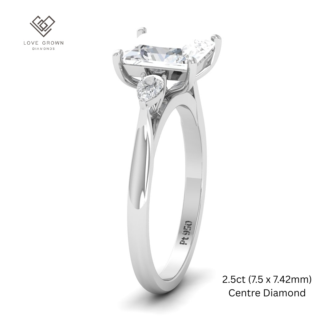 Sofia Princess Cut Diamond Engagement Ring With A Pear sides