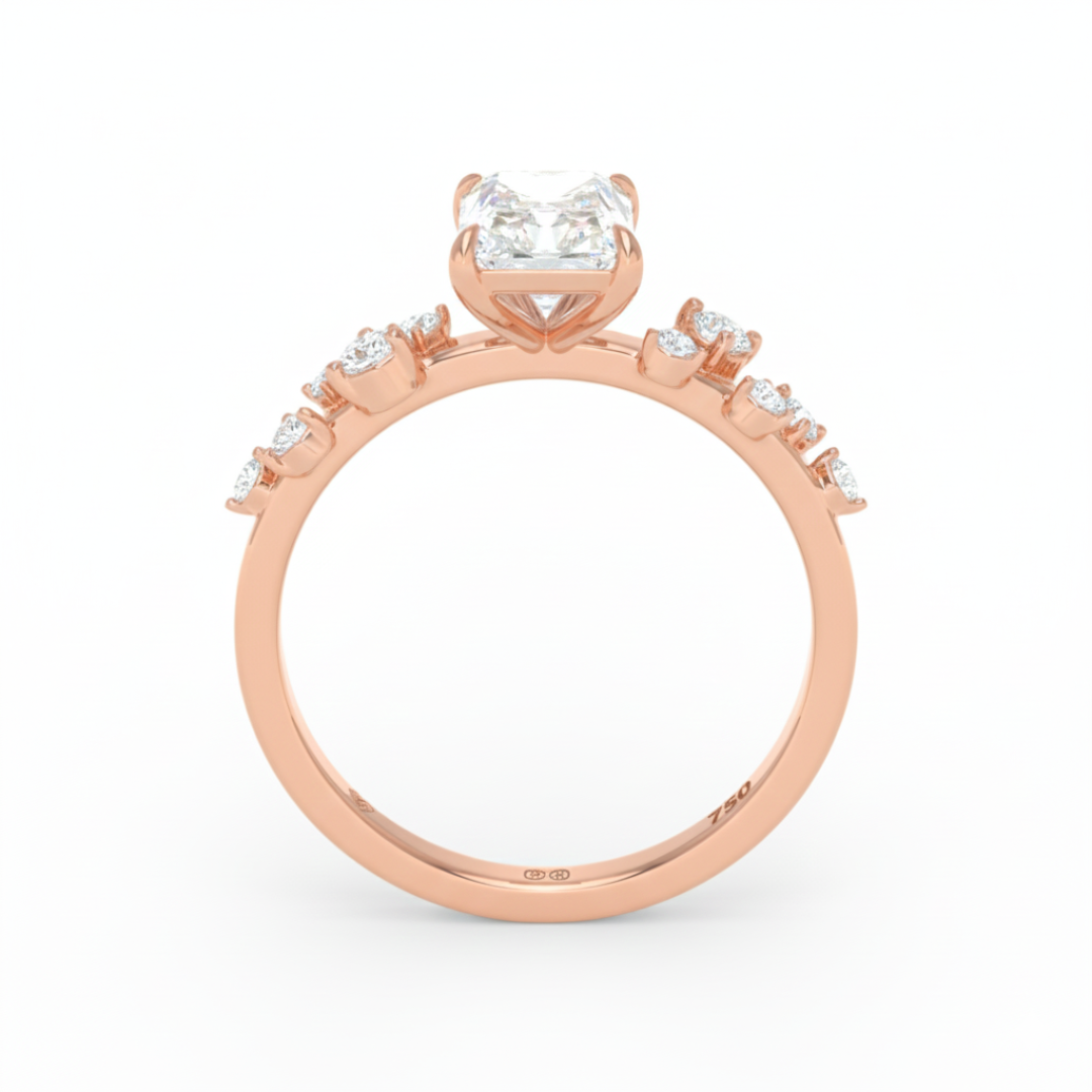 Layla Radiant Cut Diamond Engagement Ring With Accent Band