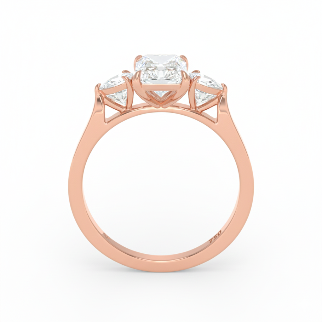 Sofia Radiant Cut Diamond Engagement Ring With A Pear Cut Side Diamonds