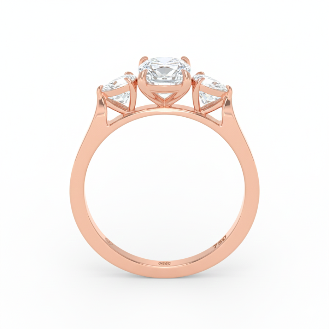 Sofia Cushion Cut Diamond Engagement Ring With A Pear Cut Side Diamonds