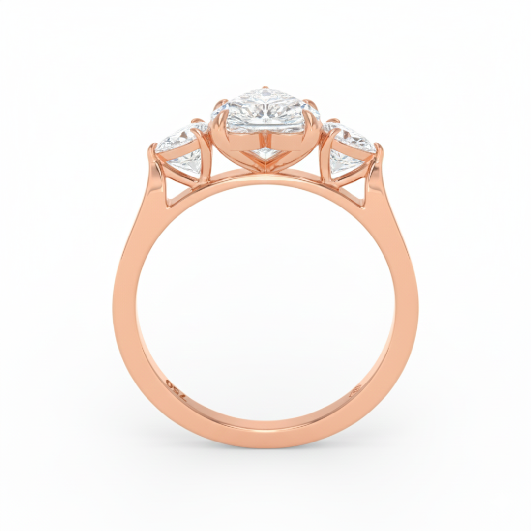 Sofia Heart Cut Diamond Engagement Ring With A Pear Cut Side Diamonds