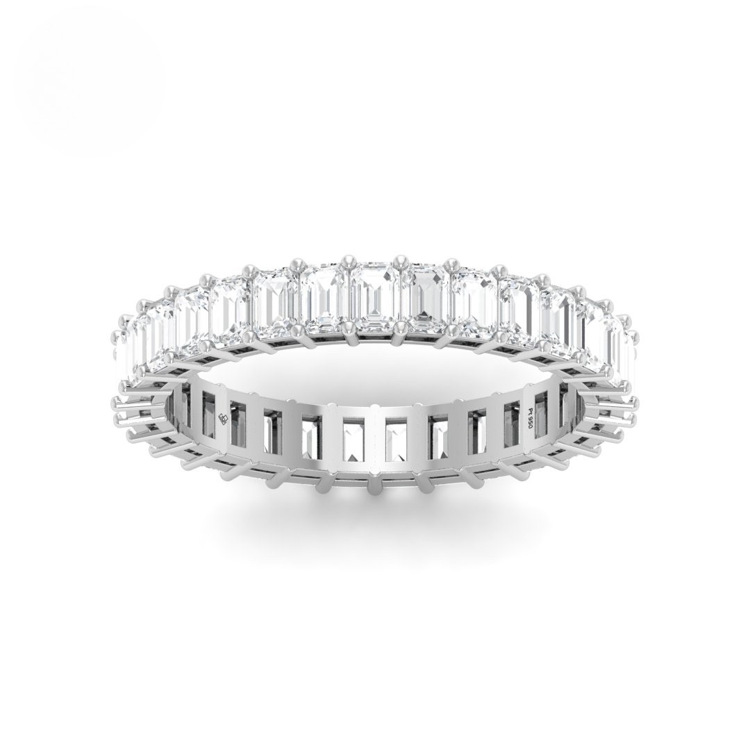 Fleur Emerald cut wedding band 3.00 Ct