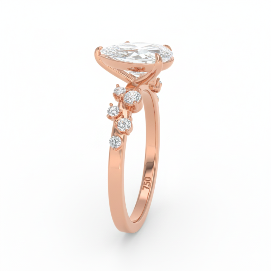 Layla Pear Cut Diamond Engagement Ring With Diamond Accent Band