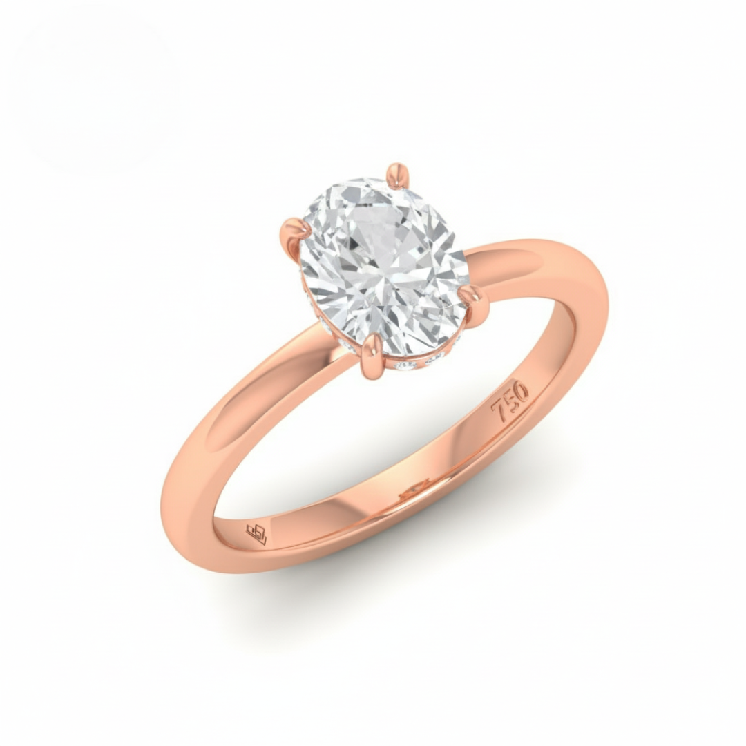 Léa Oval Cut Diamond With Hidden Halo Engagement Ring