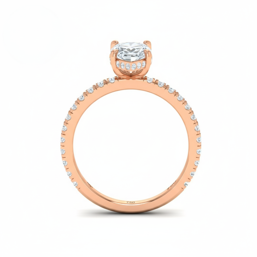 Chloé Marquise Cut Diamond Engagement Ring with Diamond Hidden Halo and Diamond Band