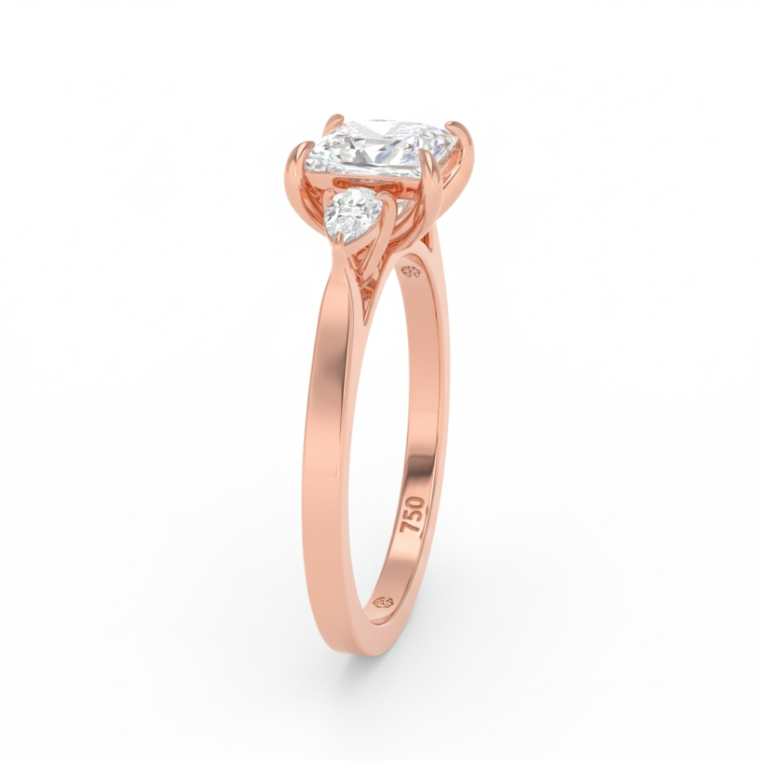 Sofia Princess Cut Diamond Engagement Ring With A Pear sides