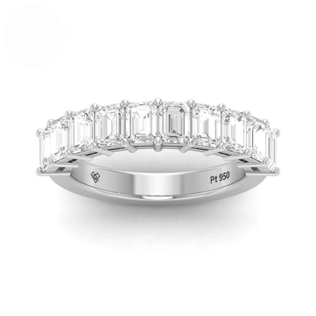 Anne Emerald cut Diamond Wedding Band