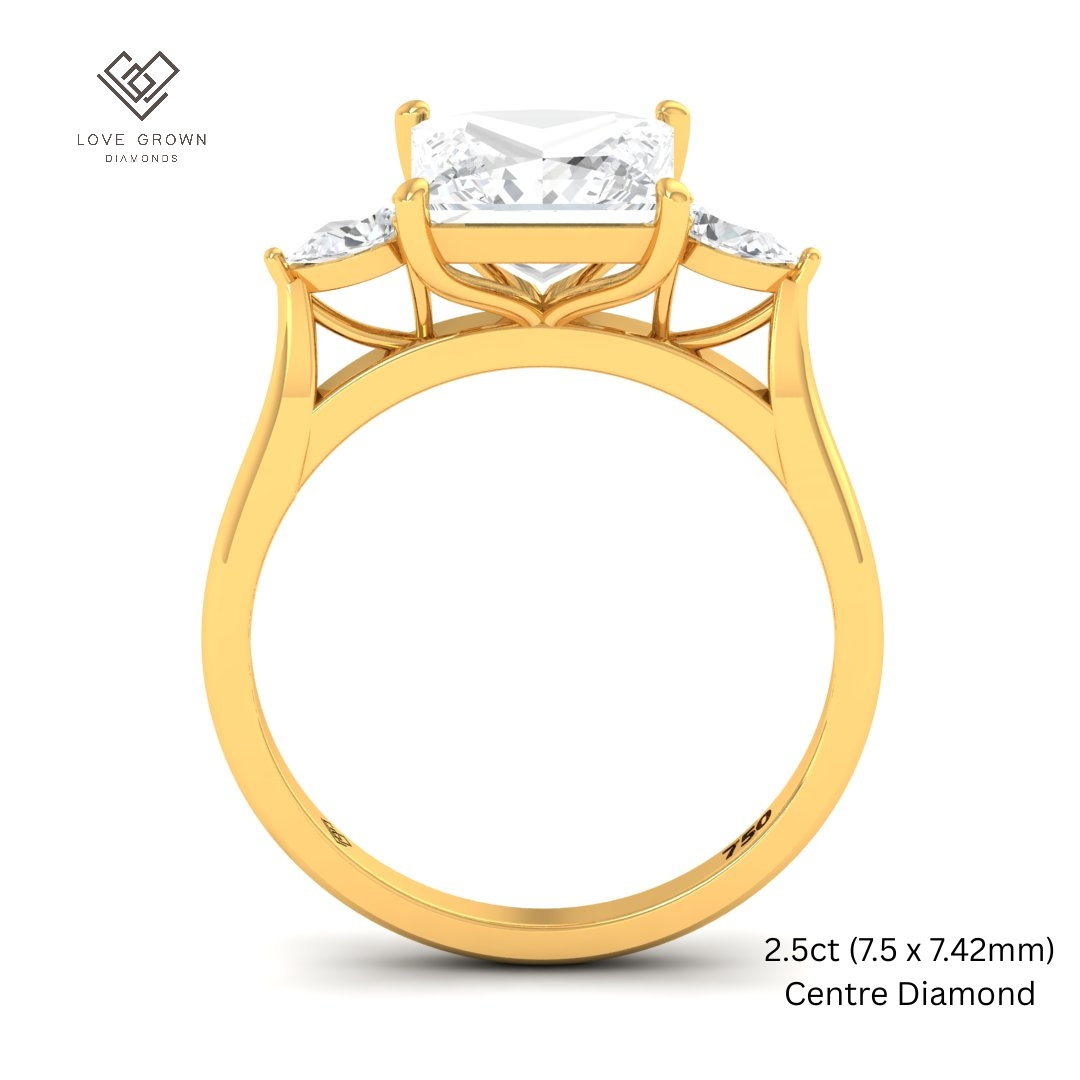 Sofia Princess Cut Diamond Engagement Ring With A Pear sides