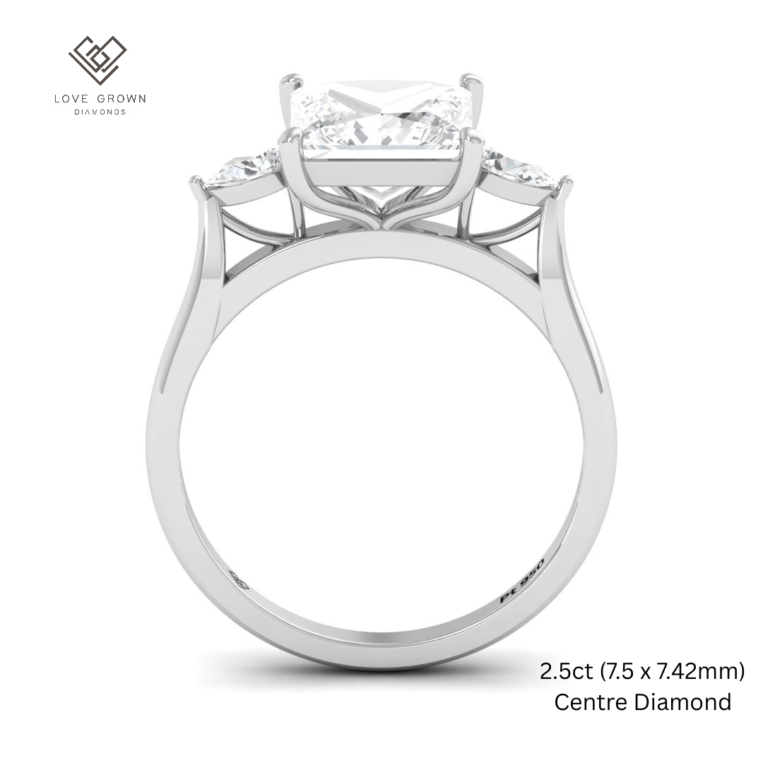 Sofia Princess Cut Diamond Engagement Ring With A Pear sides