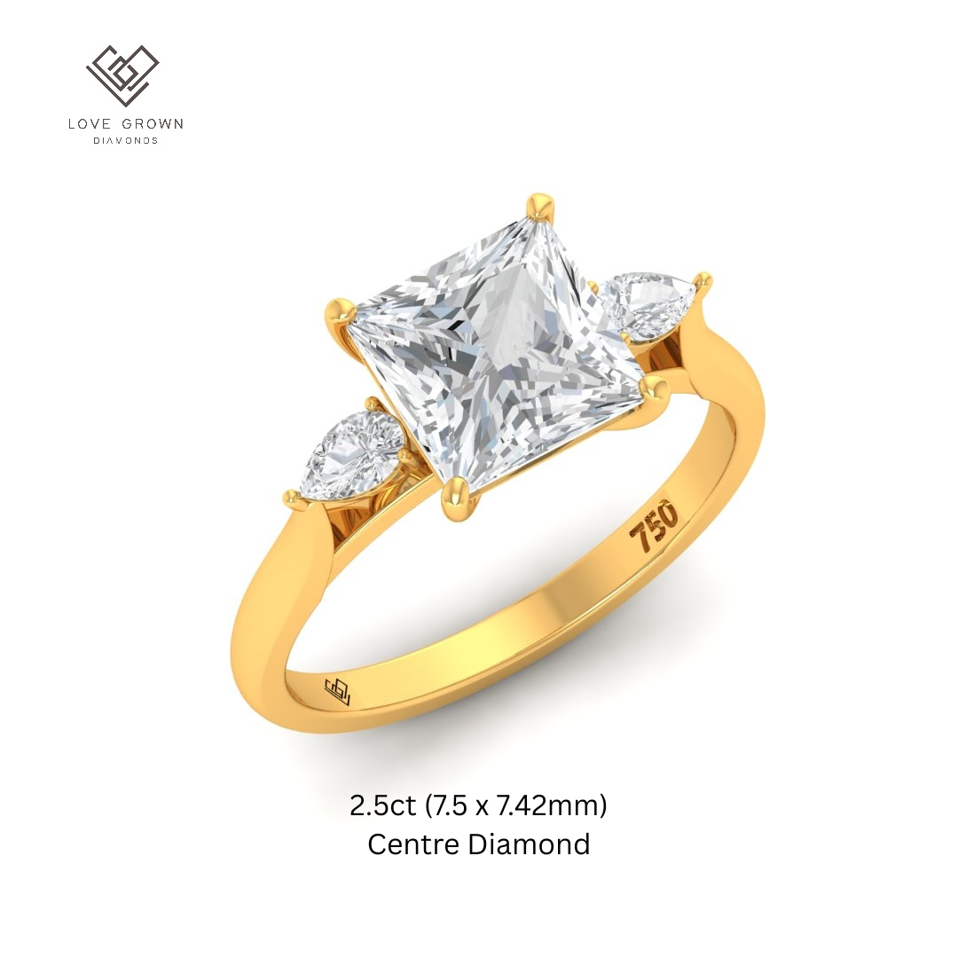 Sofia Princess Cut Diamond Engagement Ring With A Pear sides
