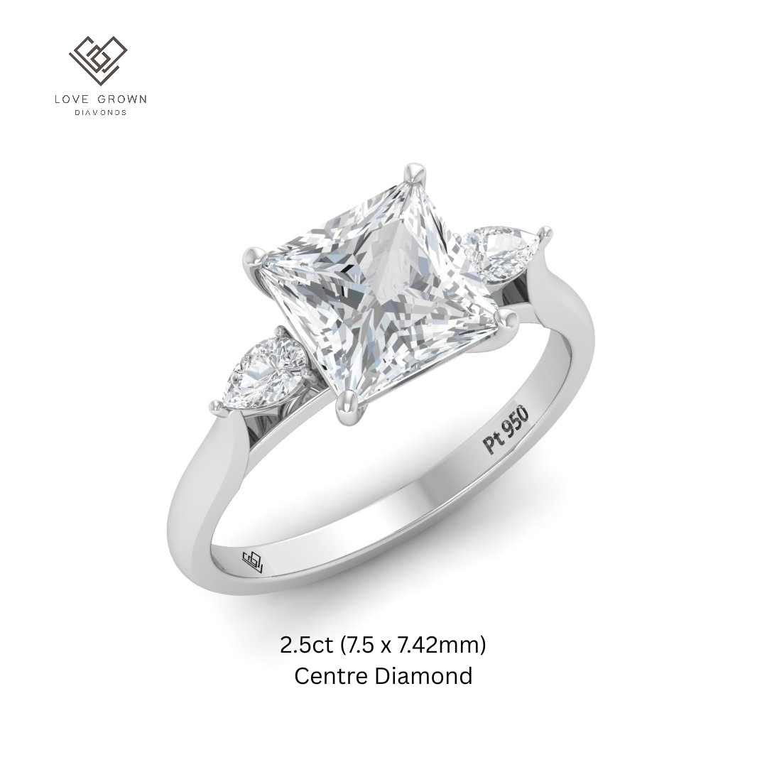 Sofia Princess Cut Diamond Engagement Ring With A Pear sides
