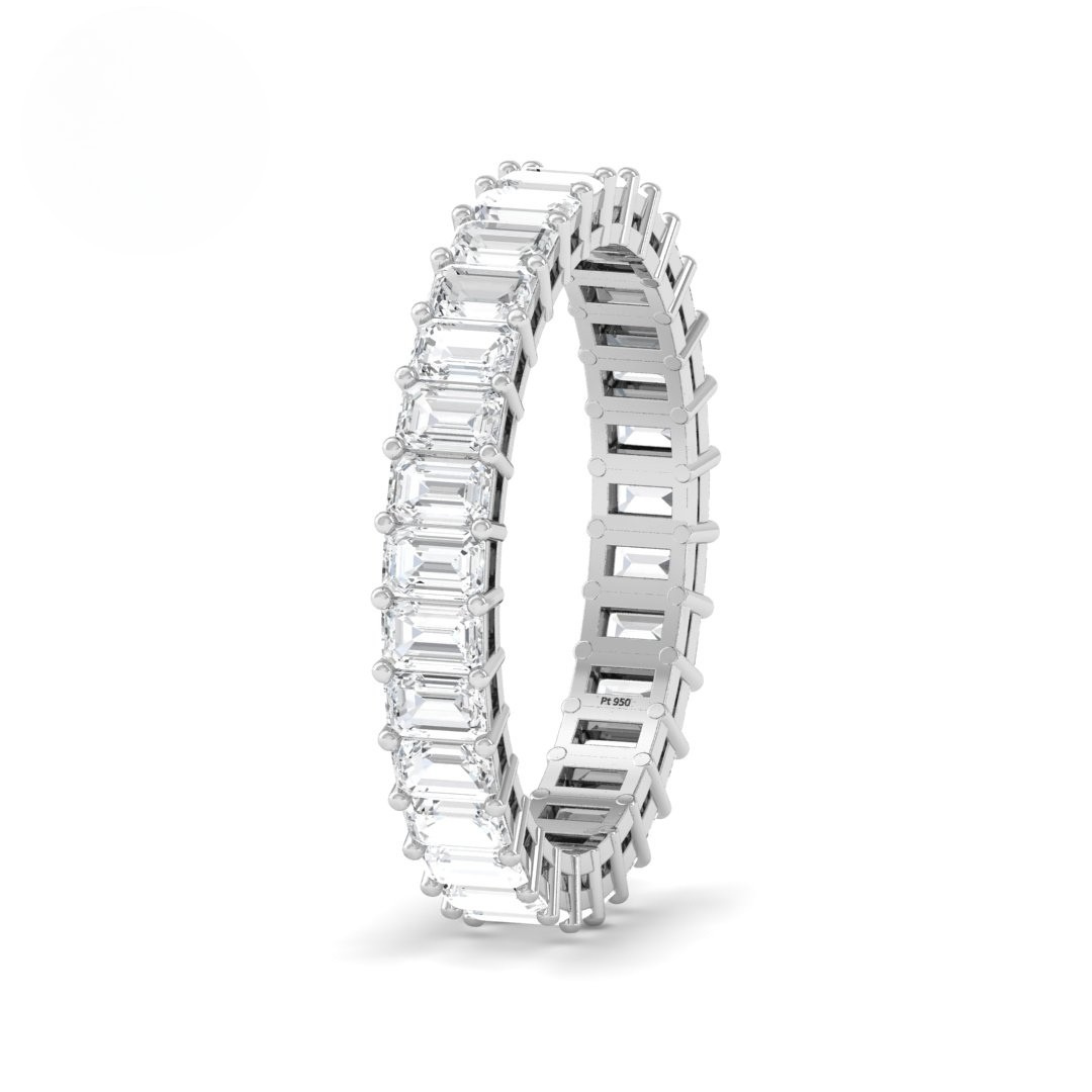 Fleur Emerald cut wedding band 3.00 Ct
