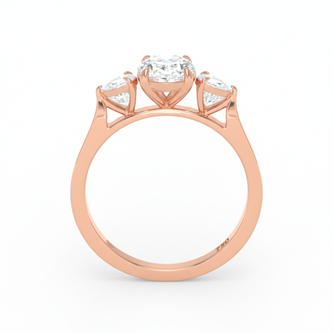 Sofia Oval Cut Diamond Engagement Ring With A Pear Cut Side Diamonds