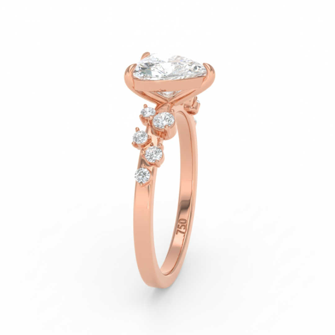 Layla Heart Cut Diamond Engagement Ring with Diamond Accent Band
