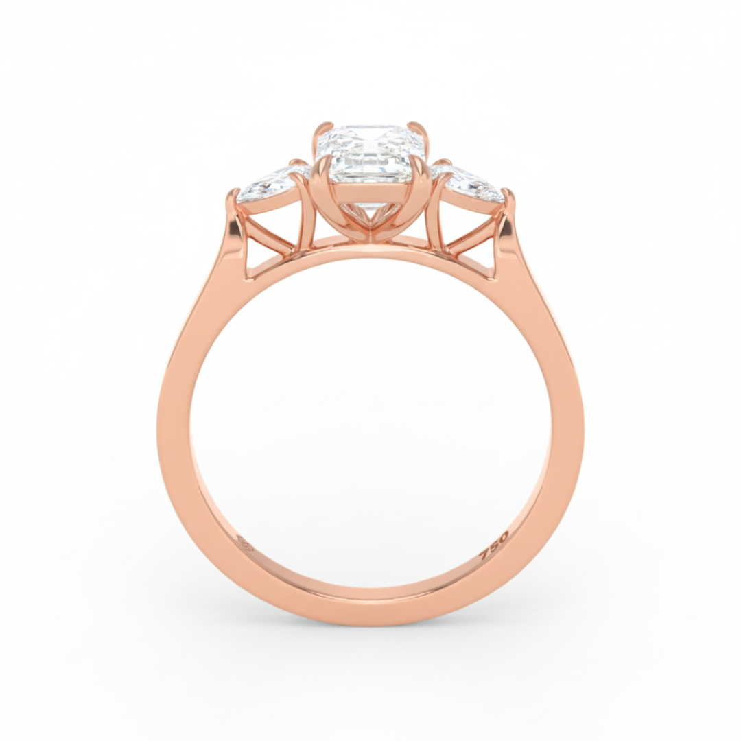 Sofia Emerald Cut Diamond Engagement Ring With A Pear Sides