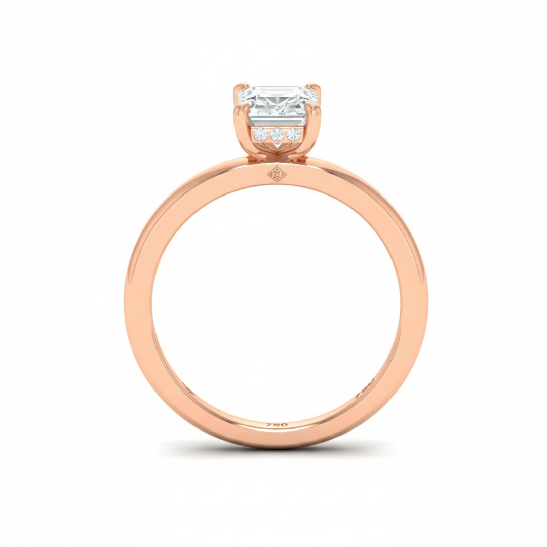 Léa Emerald Cut Diamond With Hidden Halo Engagement Ring