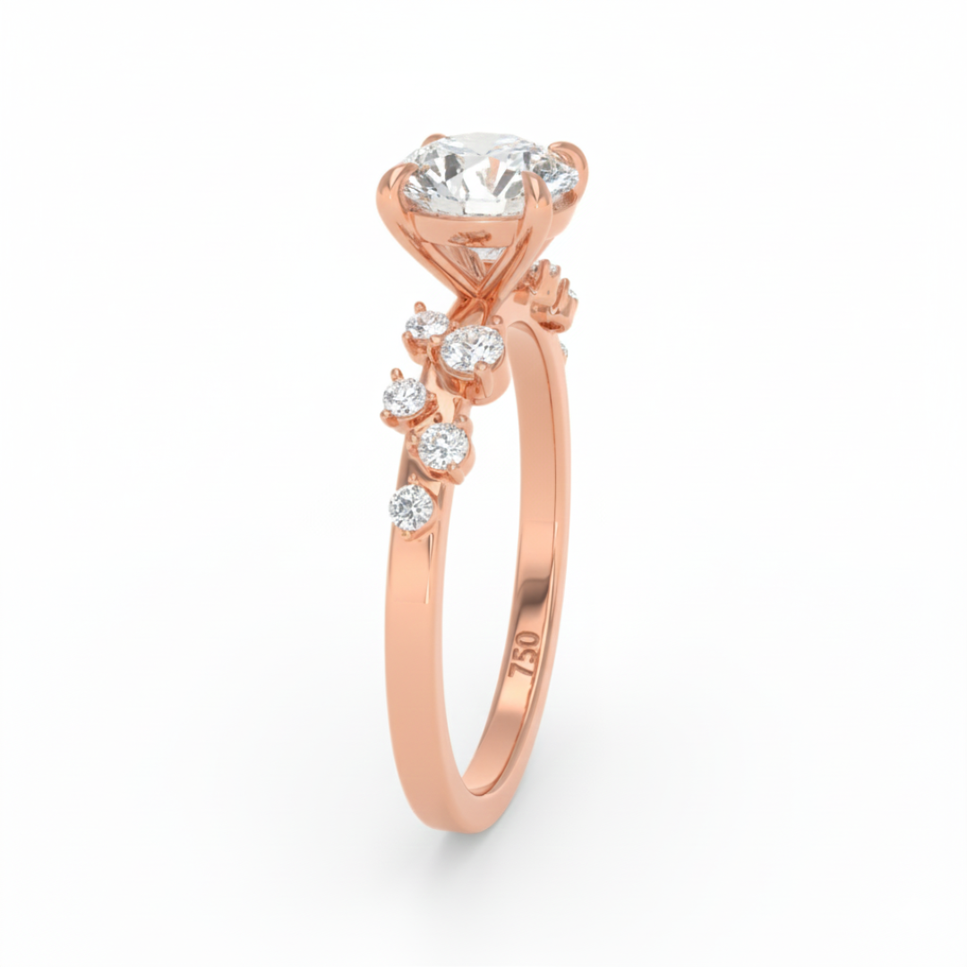 Layla Round Brilliant Cut Diamond Engagement Ring With Diamond Accent Band