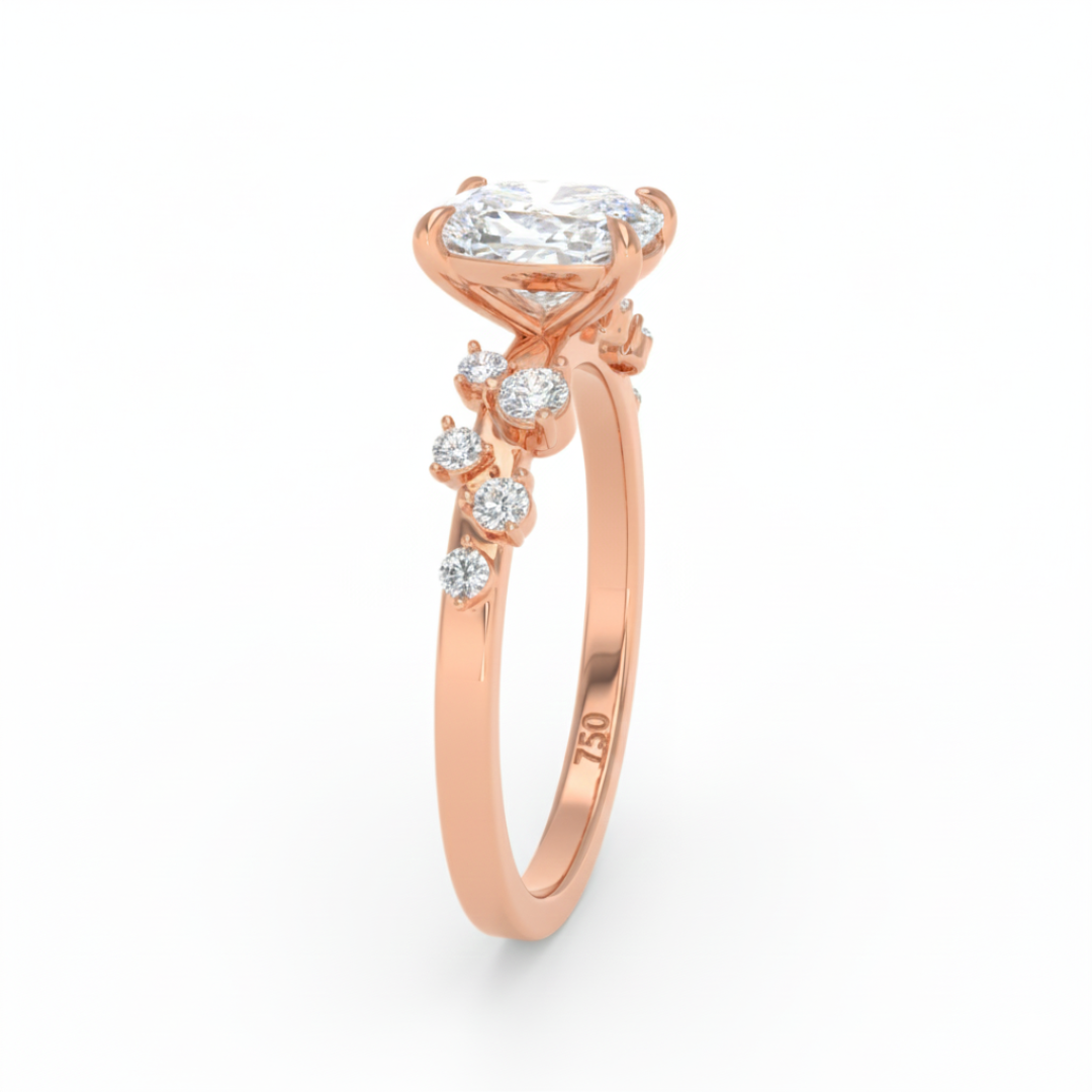 Layla Cushion Diamond Engagement Ring With Diamond Accent Band