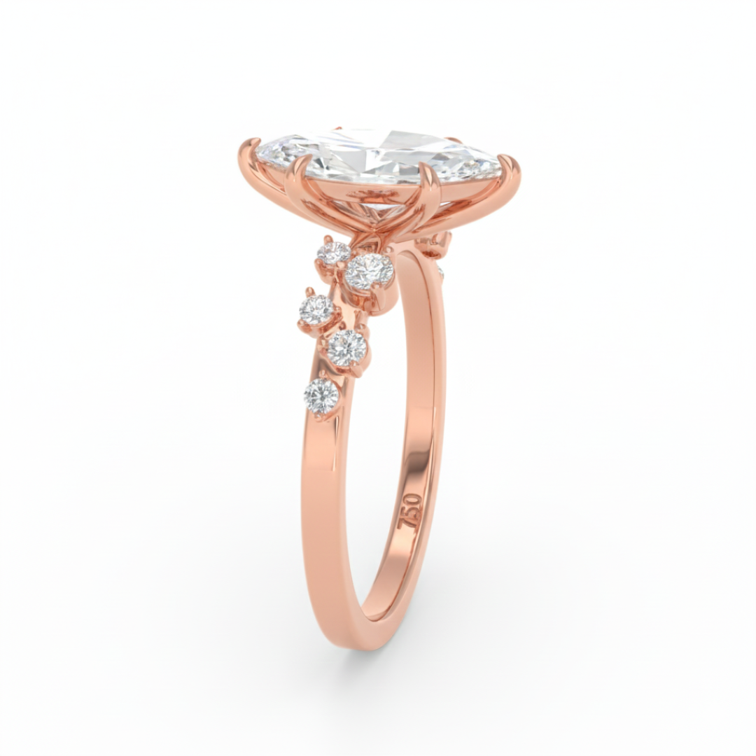 Layla Marquise Cut Diamond Engagement Ring With Accent Band
